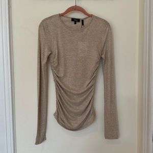 Theory heathered long sleeve layering top with ruching detail in Size S